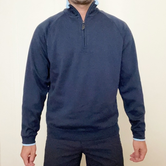 Williams & Kent Men’s Pima Cotton Knit Half-Zip Pullover Blue Size Medium - Picture 1 of 7